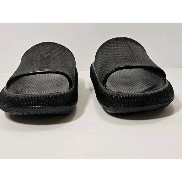 BRONAX Unisex Pillow Slippers Black Size 13.5–14.5 – Thick Sole Cushioned Slides - Picture 4 of 11